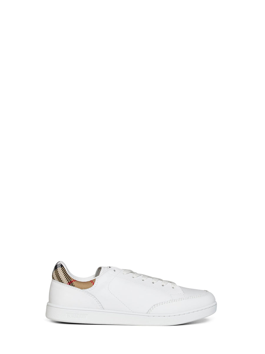 Trainers White Leather With Check Insert Calf