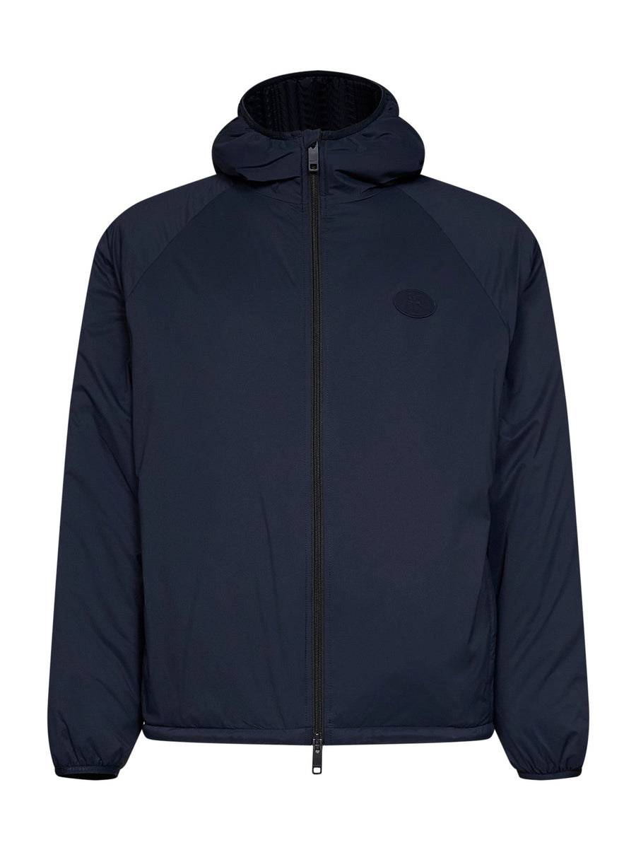 Hooded Jacket Dunwich Navy Blue Nylon Polyamide Bomber