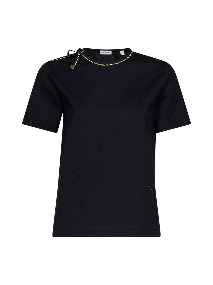 T-Shirt With Check Ties, Black Cotton T-shirts & Jerseys