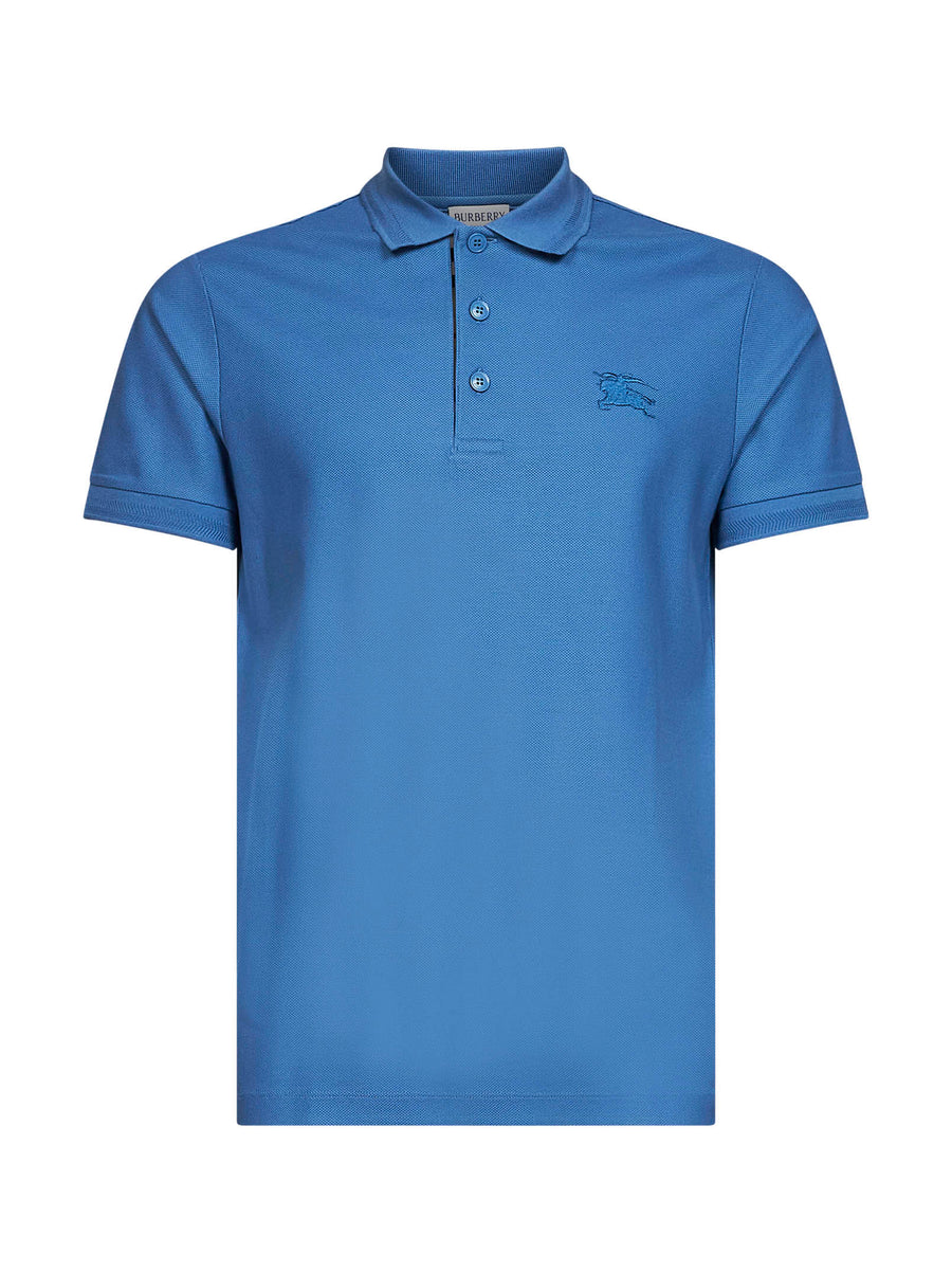 Polo Shirt Pool Blue Cotton Light