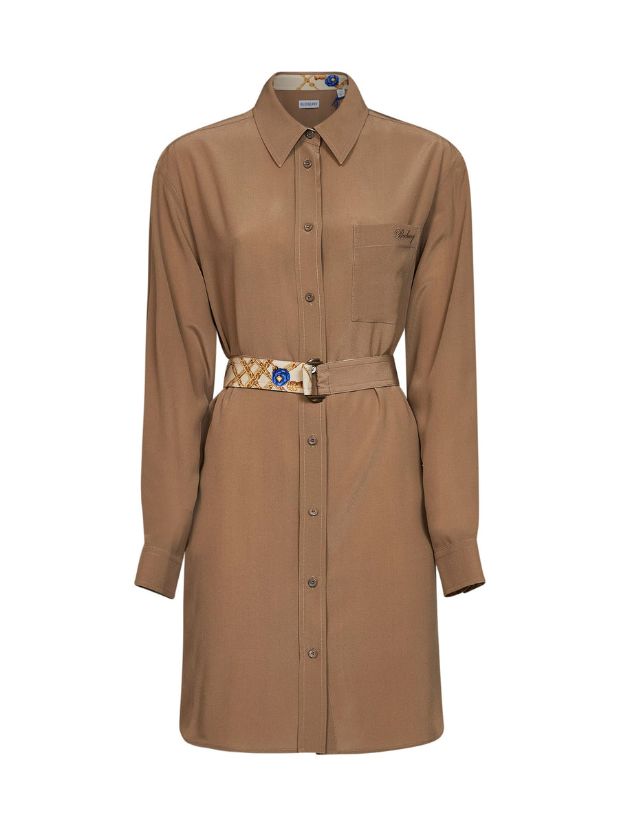 Shirt Dress Camel Silk