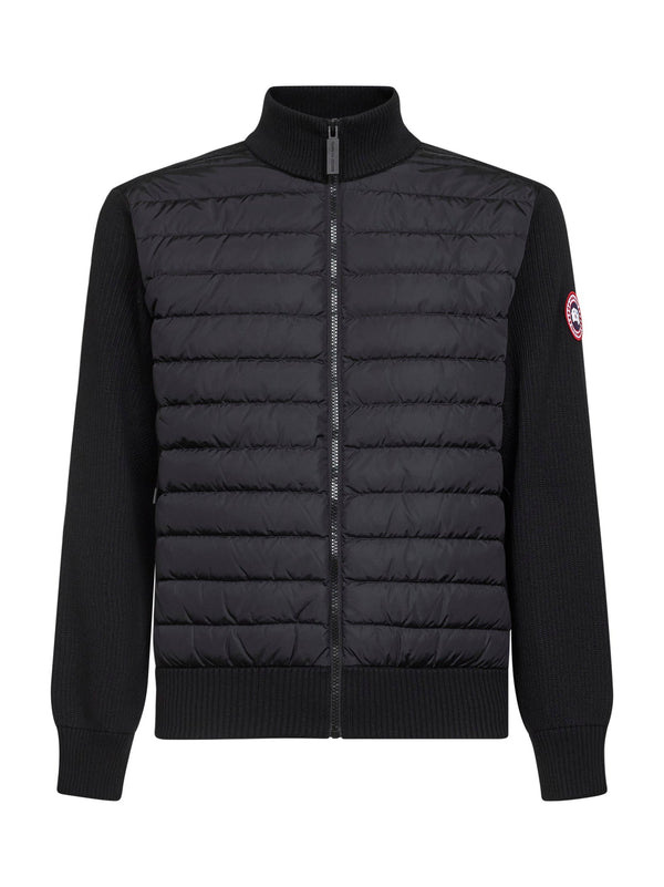 Knit Jacket Hybridge Black Merino Wool Bomber