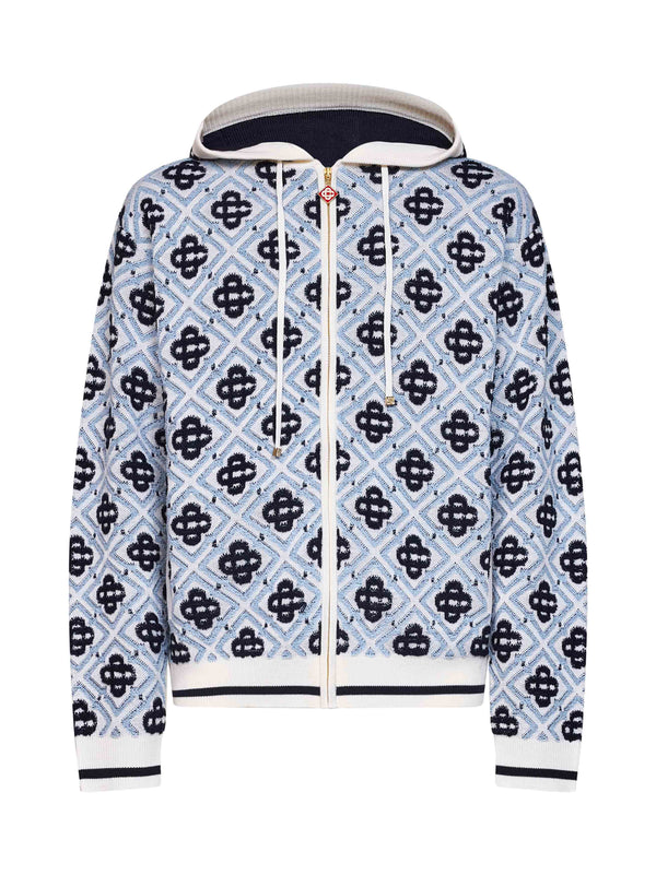 Zip-Up Hoodie Cc Monogram White-Black Wool White/black Sweatshirts
