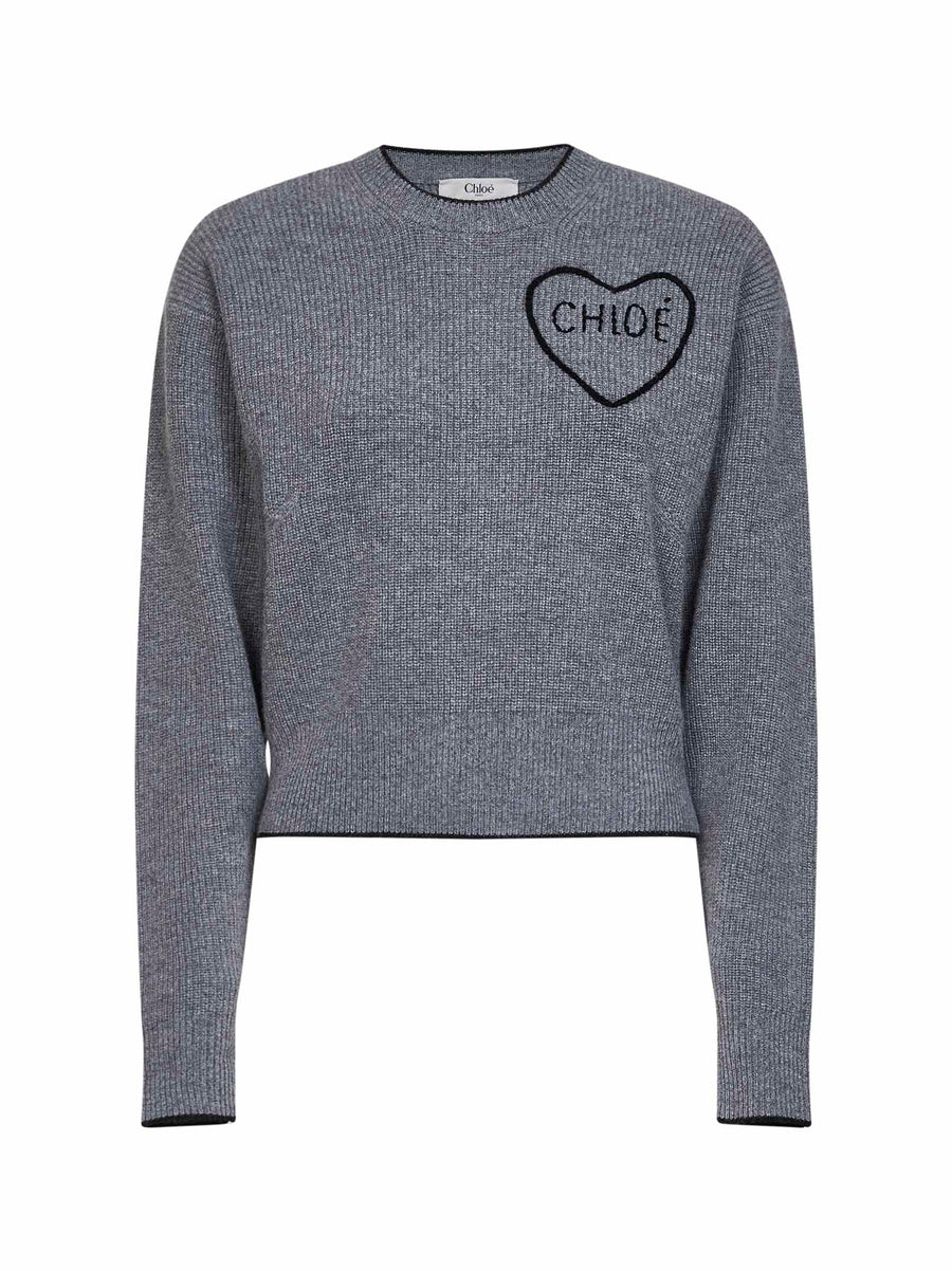 Crewneck Sweater Grey Wool-Cotton