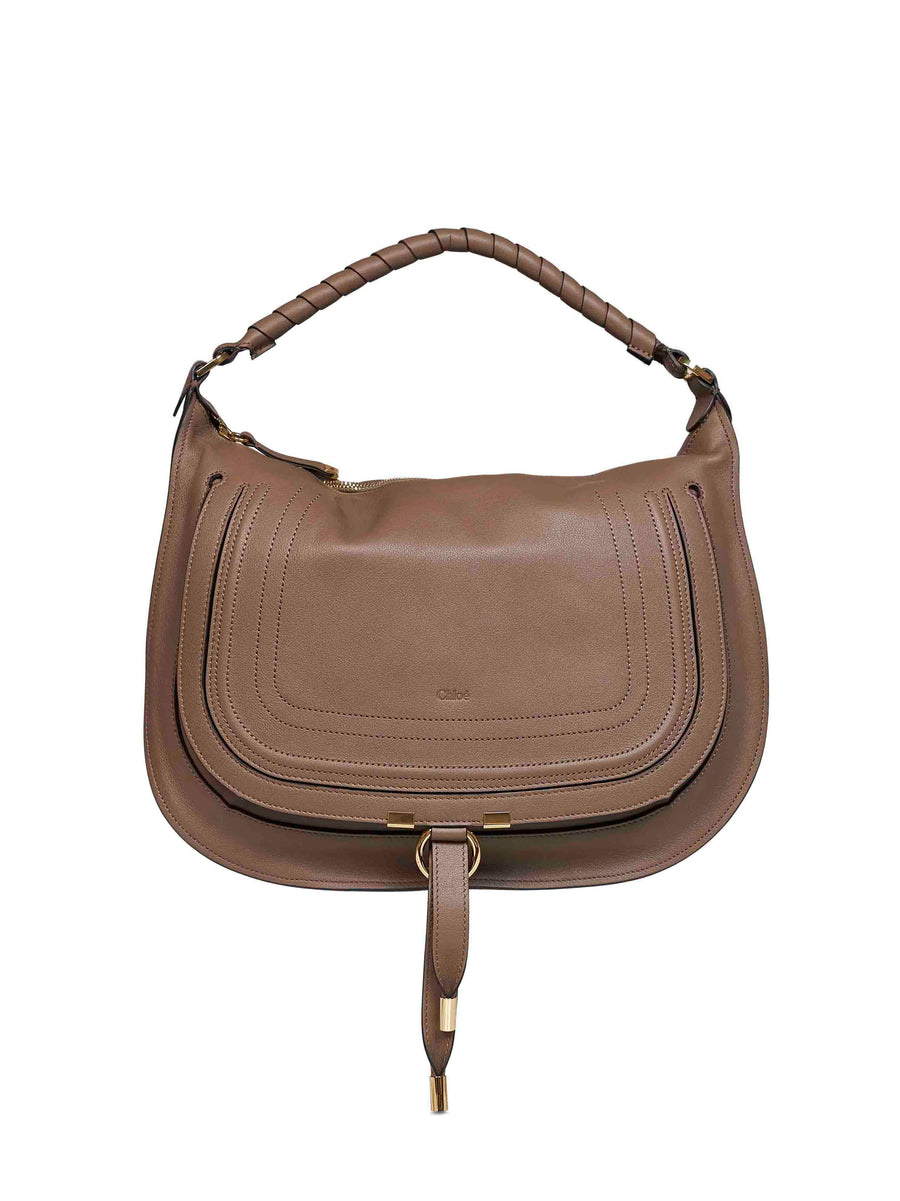 Shoulder Bag Marcie Deep Taupe Mud Calf Leather