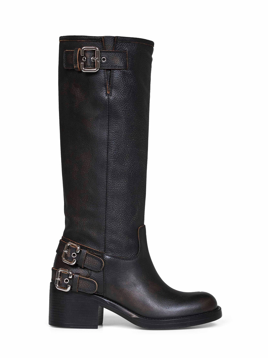 Boots Dakota Black Grained Leather Calf