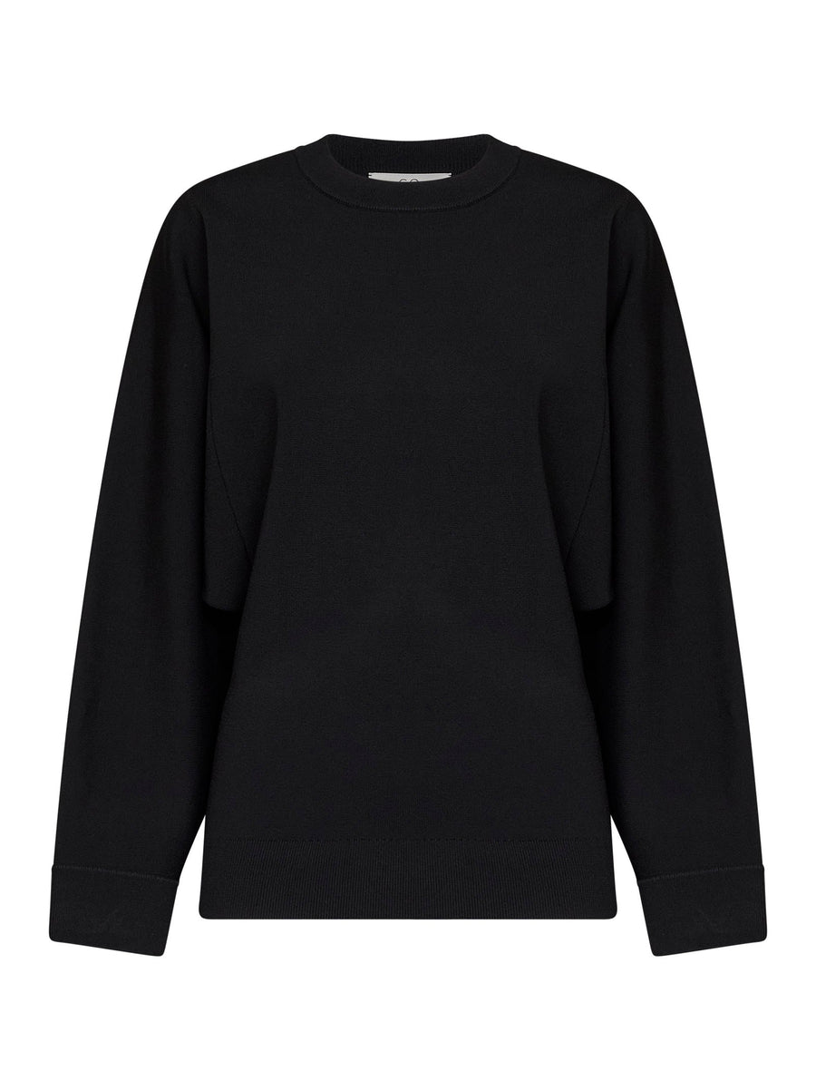 Stretch Knit Crewneck Tunic Top Black Viscose Sweatshirts