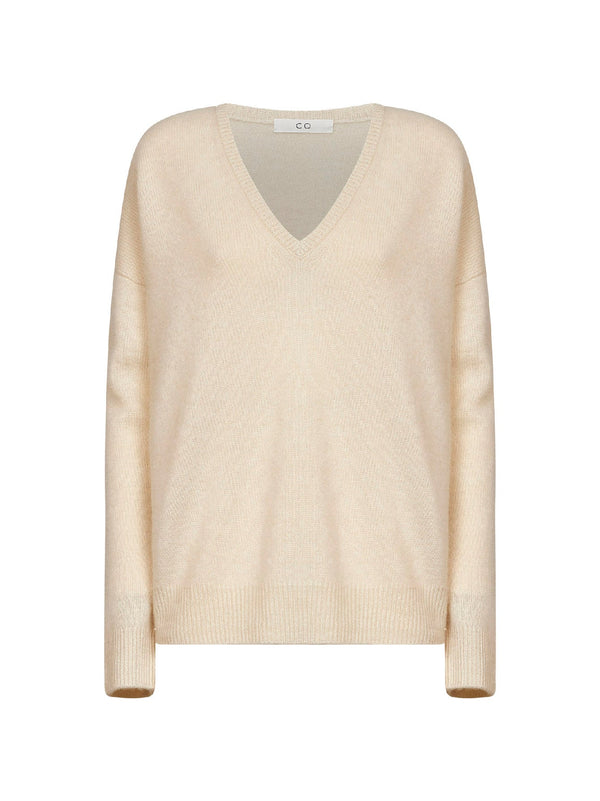 Sweater V-Neck Cashmere Beige