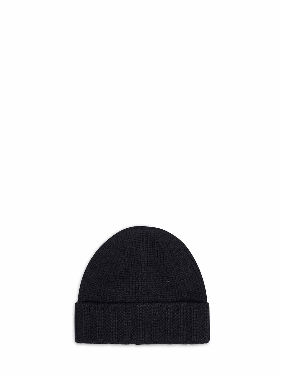 Knit Beanie Black Virgin Wool Hat