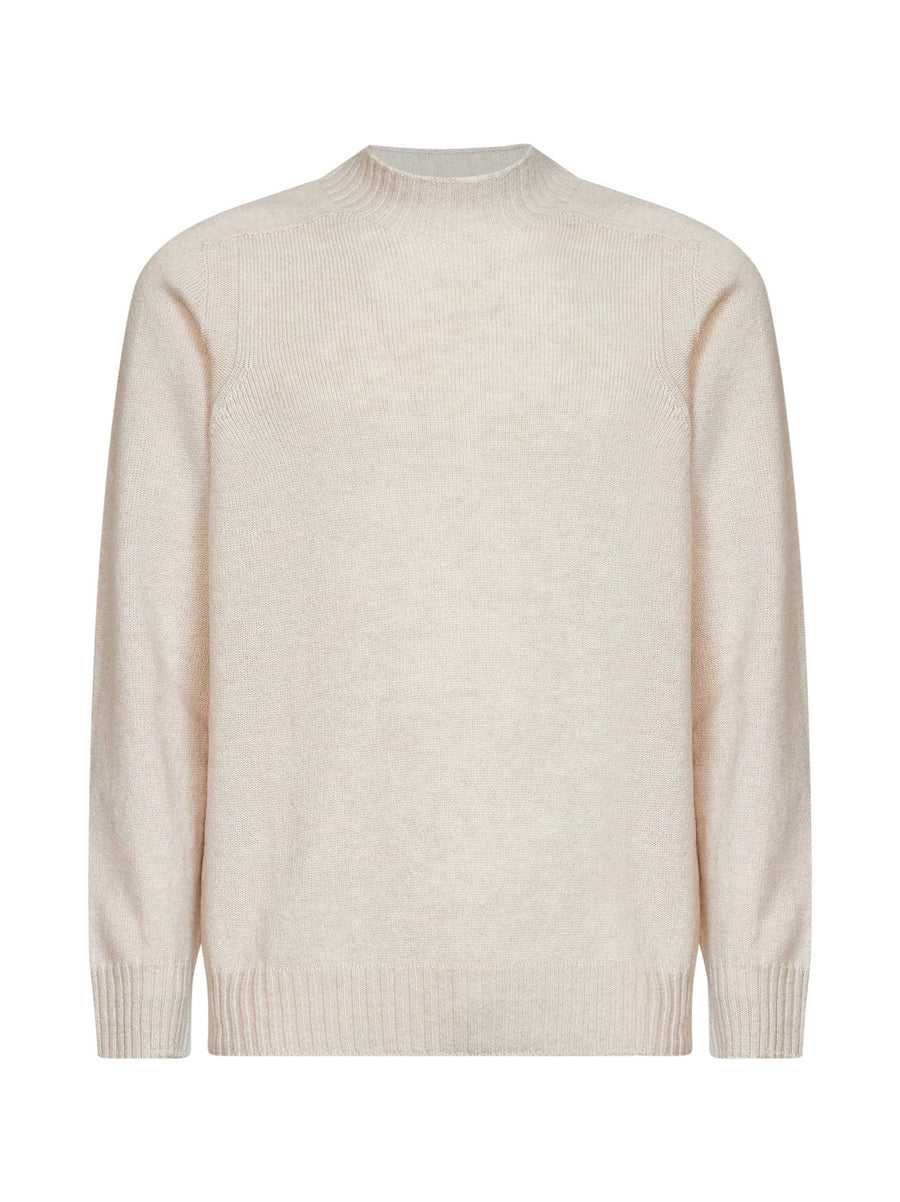 Knit Turtleneck Sweater Beige Wool
