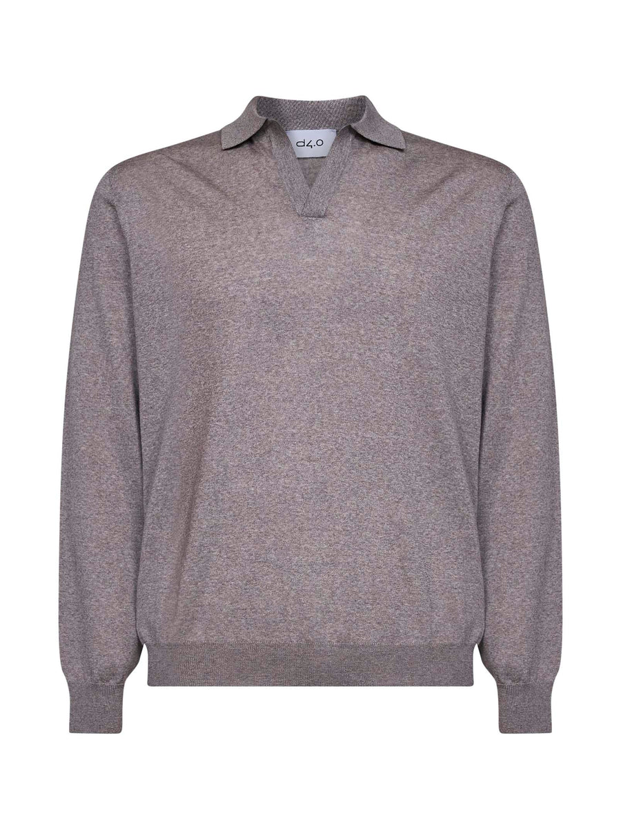 Knit Polo Shirt Beige Virgin Wool