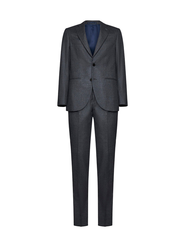 Pinstripe Suit Grey Virgin Wool Suits