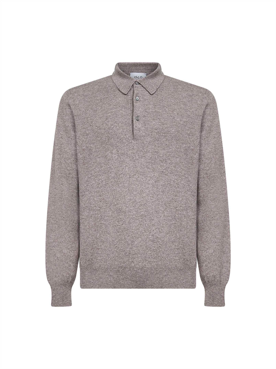 Knit Polo Shirt Dark Grey Wool Blend Virgin Knitwear