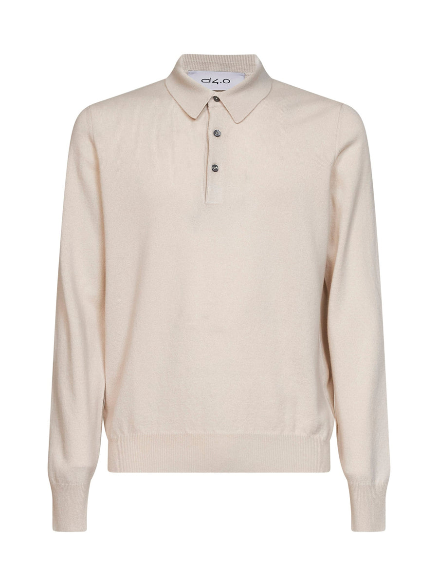 Polo Shirt Beige Virgin Wool