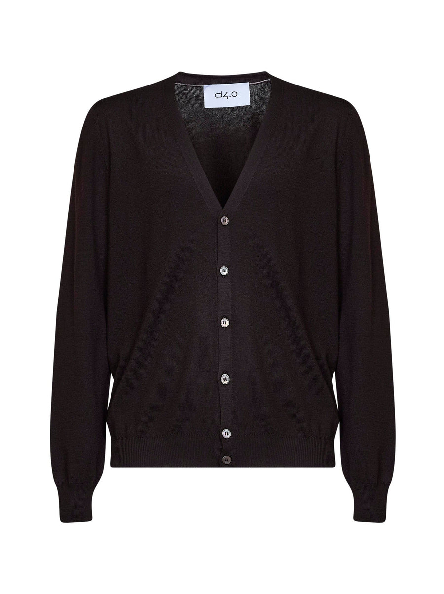 Cardigan V-Neck Virgin Wool Brown Cardigans