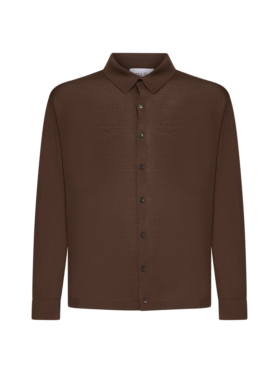 Knit Shirt Virgin Wool Brown