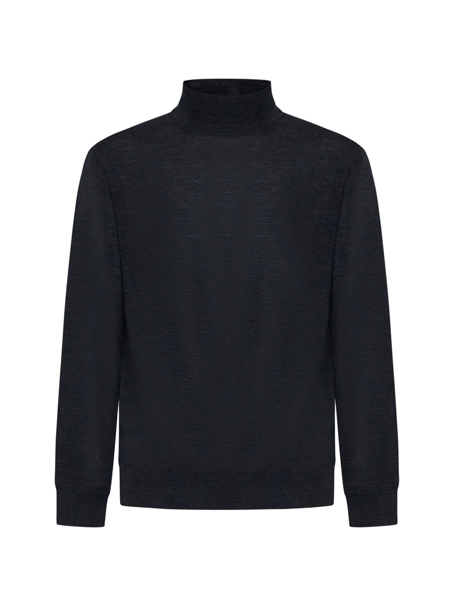Sweater Grey Virgin Wool Mock Neck