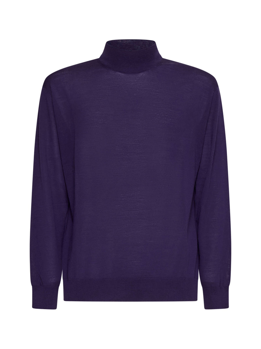 Mock Neck Sweater Purple Virgin Wool