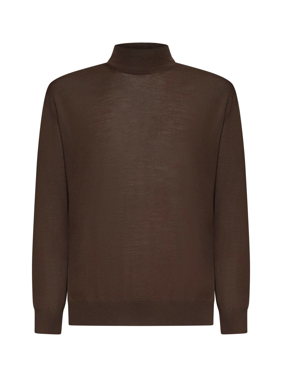 Sweater Brown Virgin Wool Mock Neck Коричневый