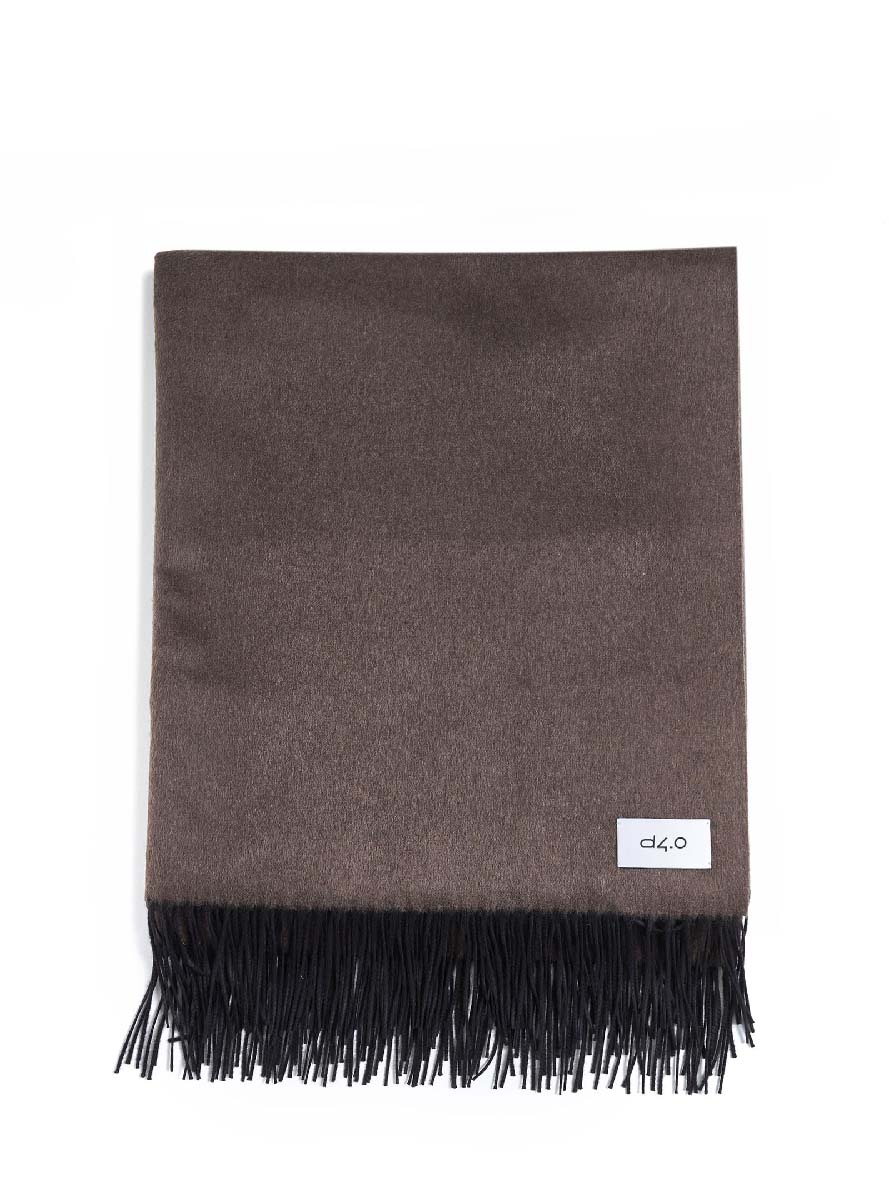 Fringed Shawl Brown Cashmere / Silk Accessory