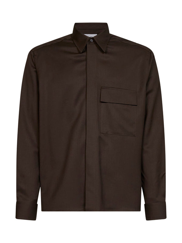 Overshirt Virgin Wool Brown Shirt