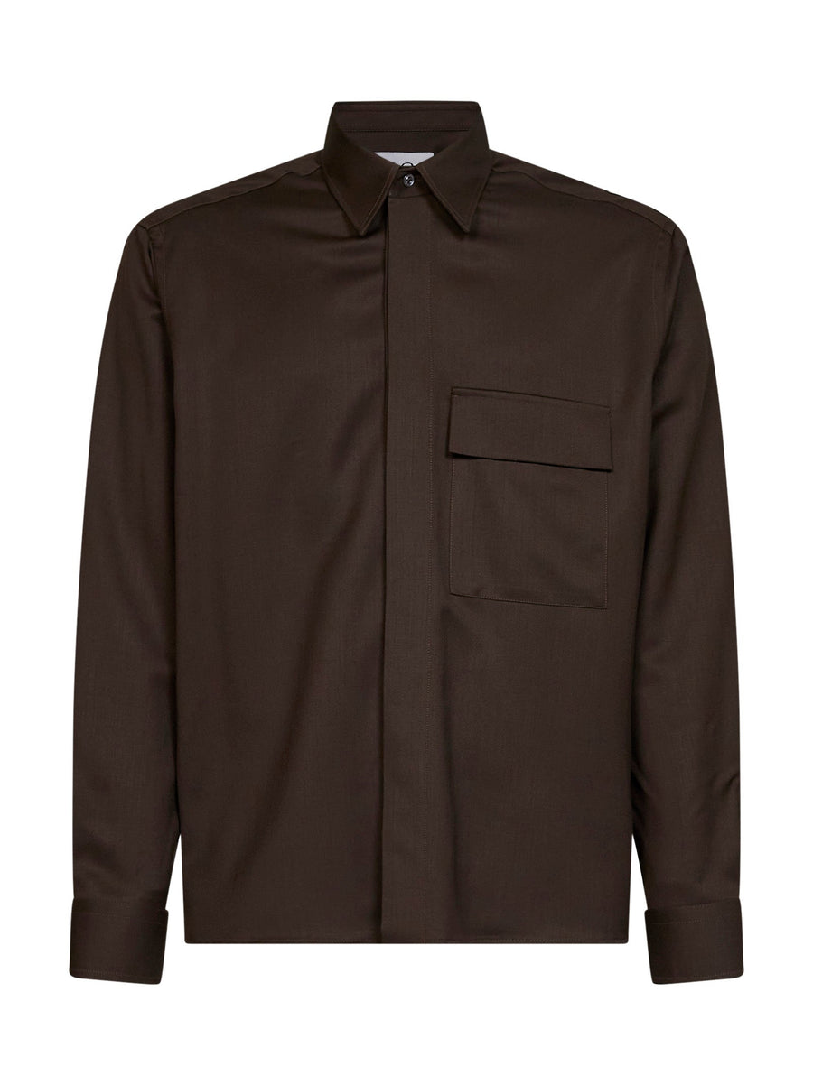 Overshirt Virgin Wool Brown Shirt