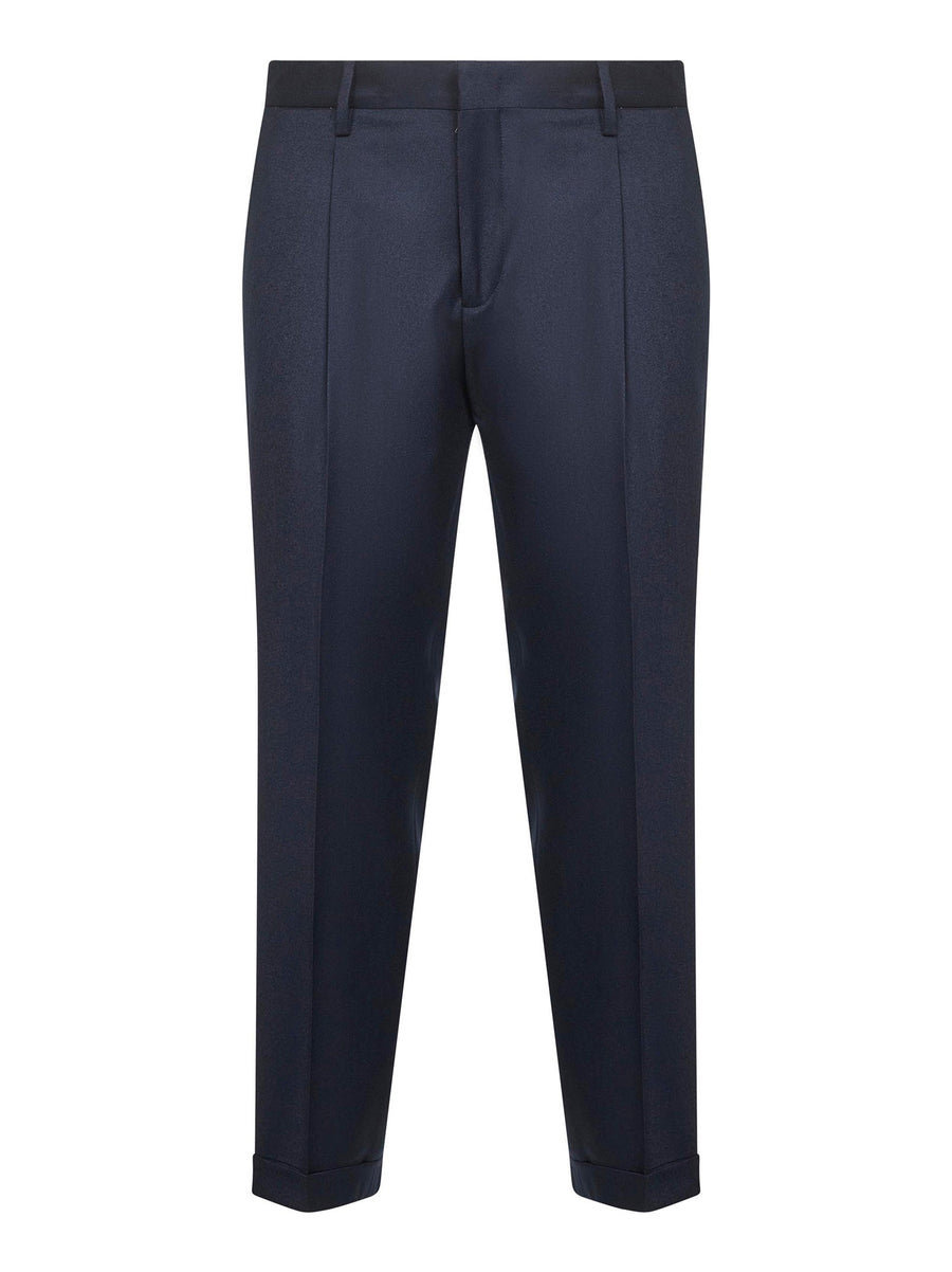 Trousers Tiberio Blue Flannel Virgin Wool