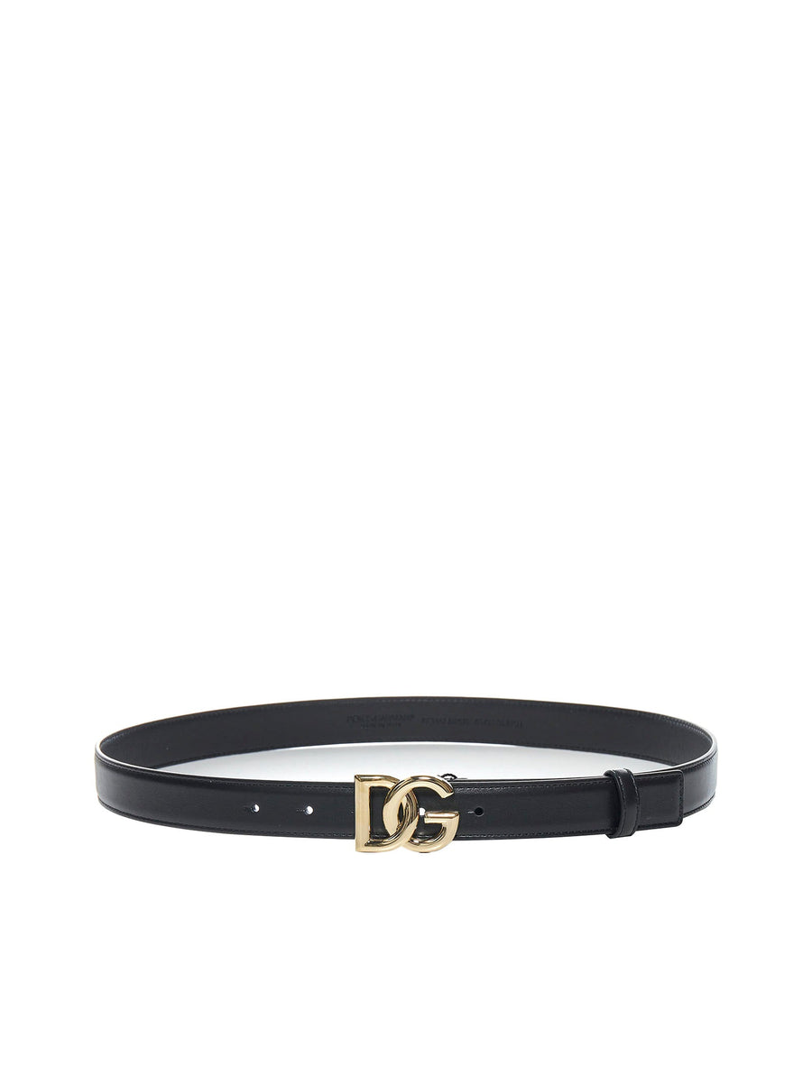 Calfskin Belt With Logo Black Calf Leather