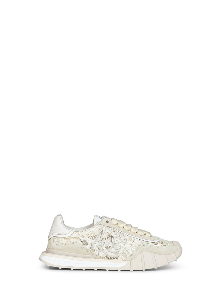 Low-Top Sneakers Beige Calf Suede Trainers