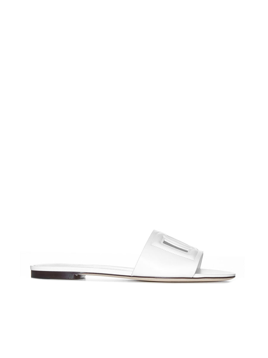 Slide White Calf Leather Sandal