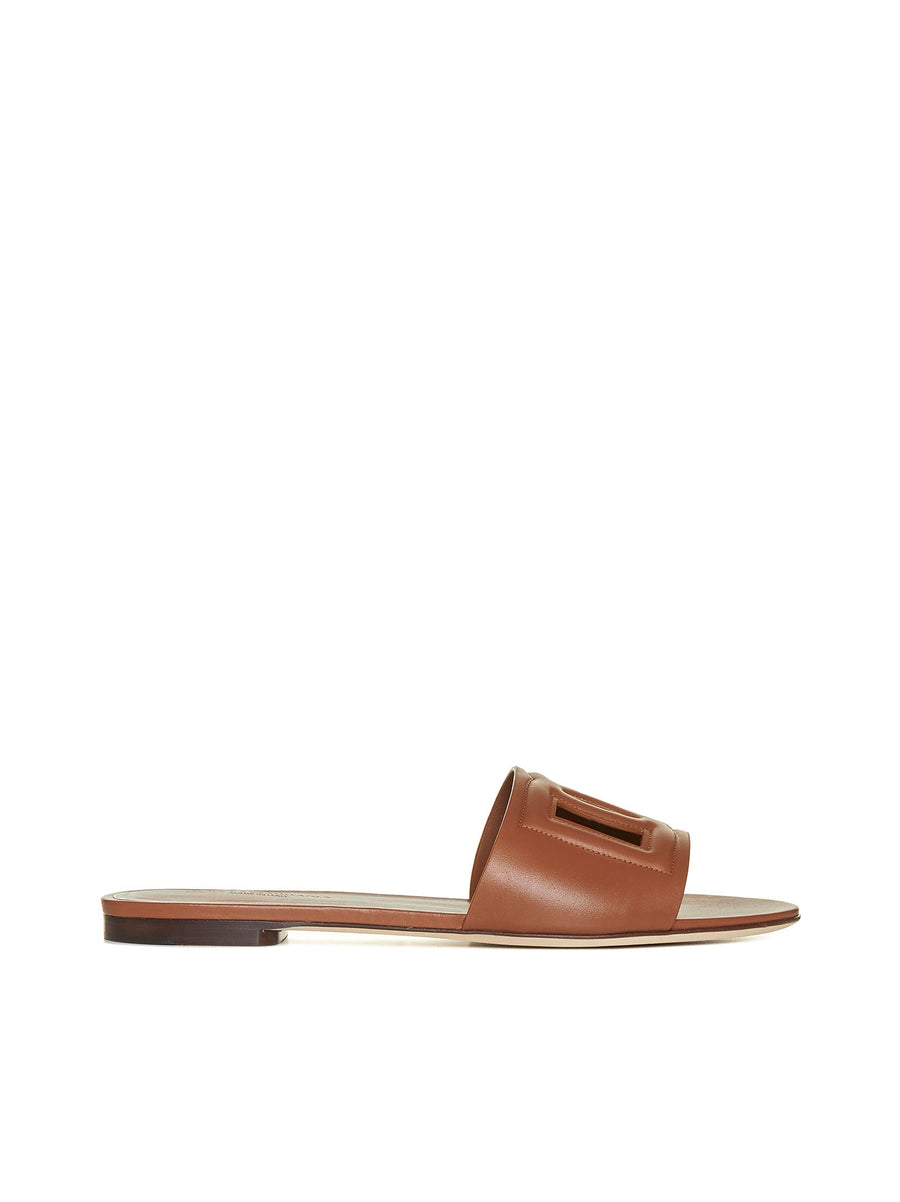 Slides Calfskin Brown Calf Leather Sandal