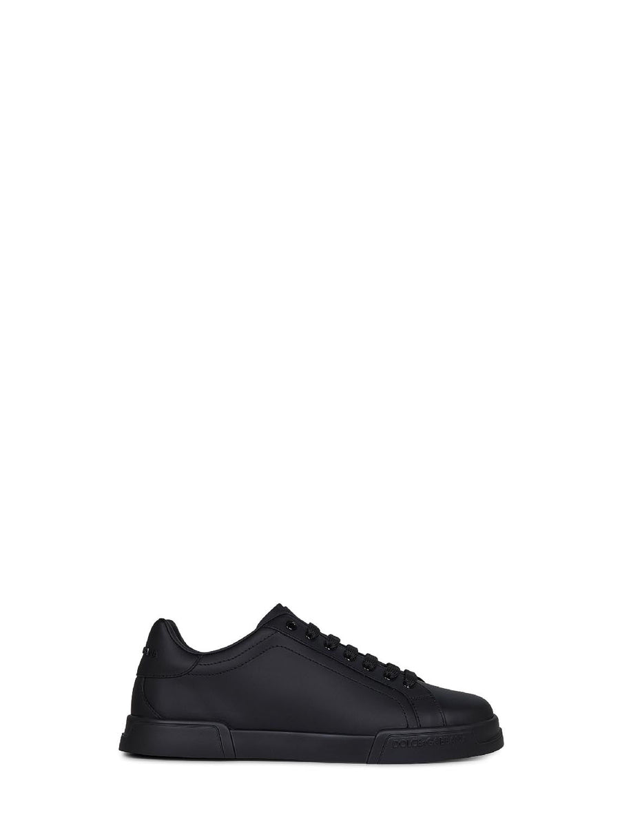 Sneakers Portofino Black Calf Leather Trainers