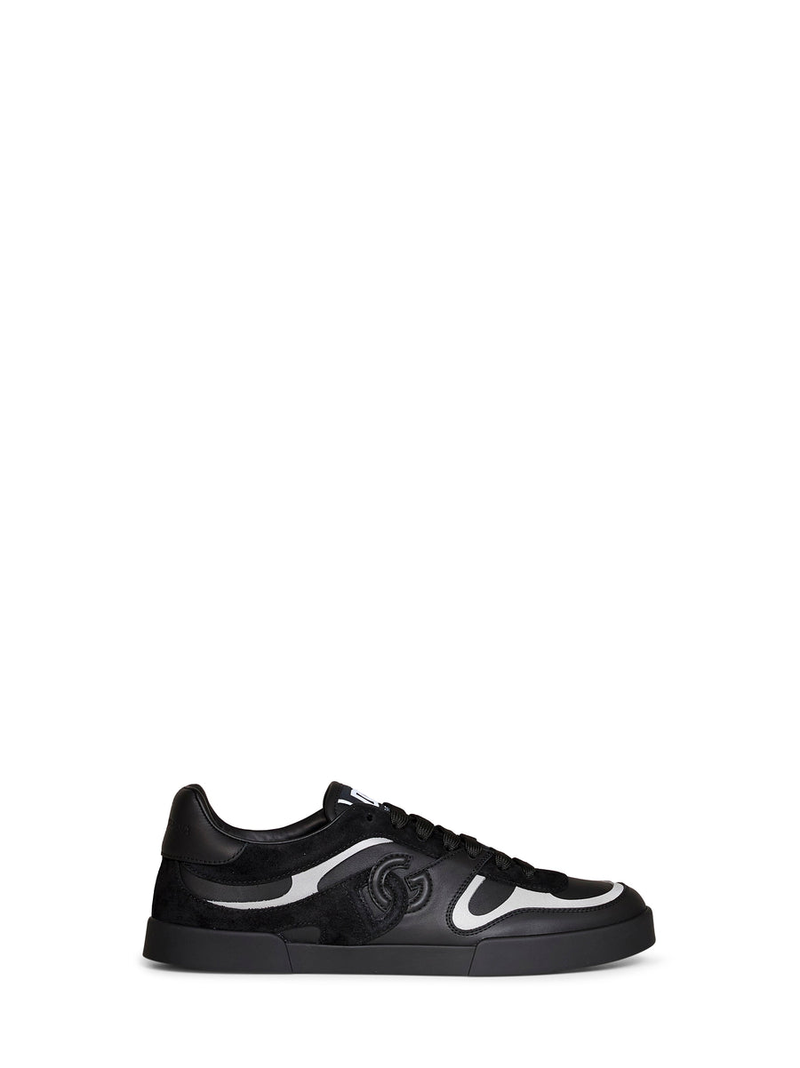 Sneakers Portofino Black Nappa Calfskin & Suede Calf Leather Trainers