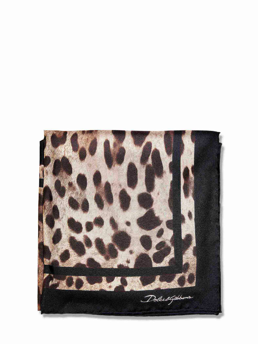 Silk Scarf Leopard-Print Multicolour