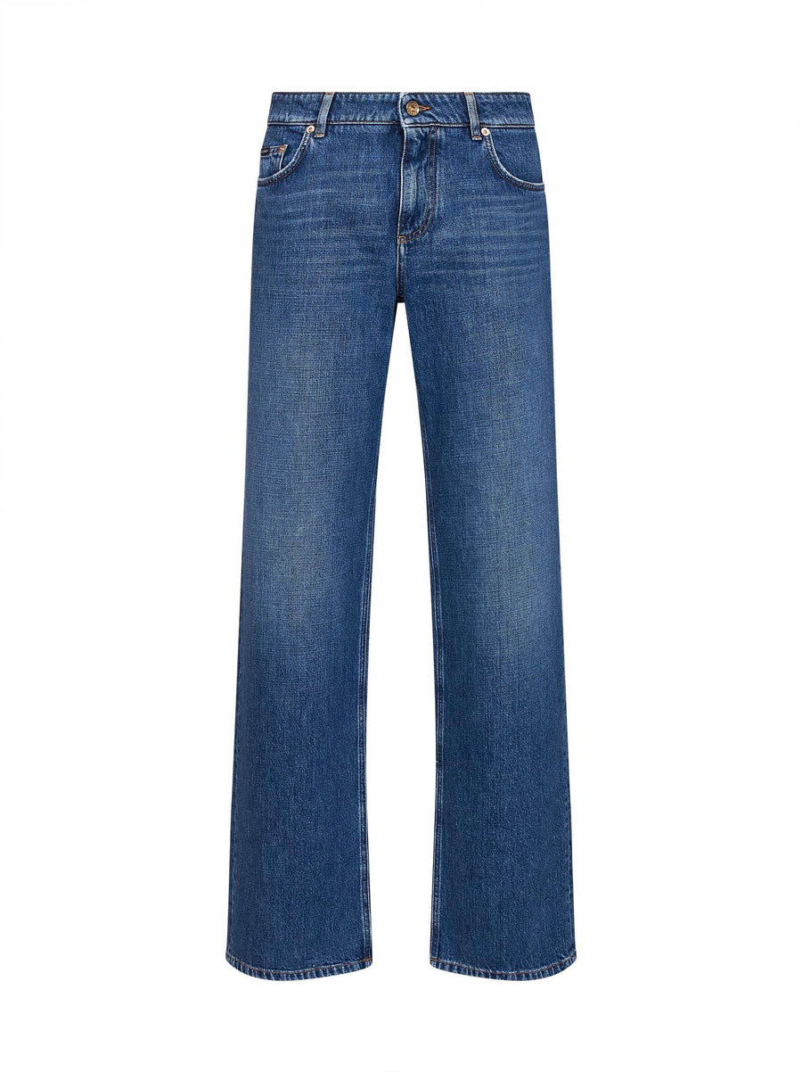 Jeans Blue Cotton Straight Leg