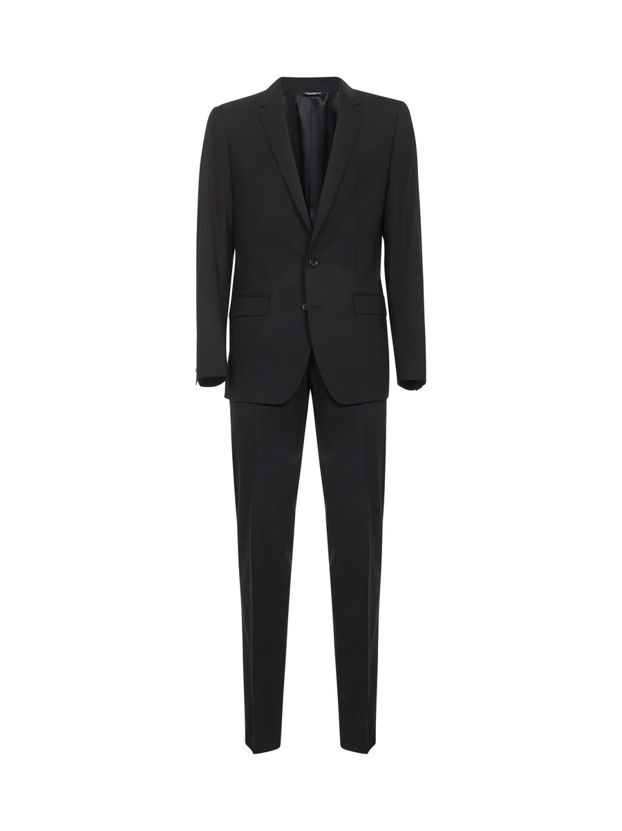Two-Piece Suit Martini Black Stretch Wool Virgin Suits