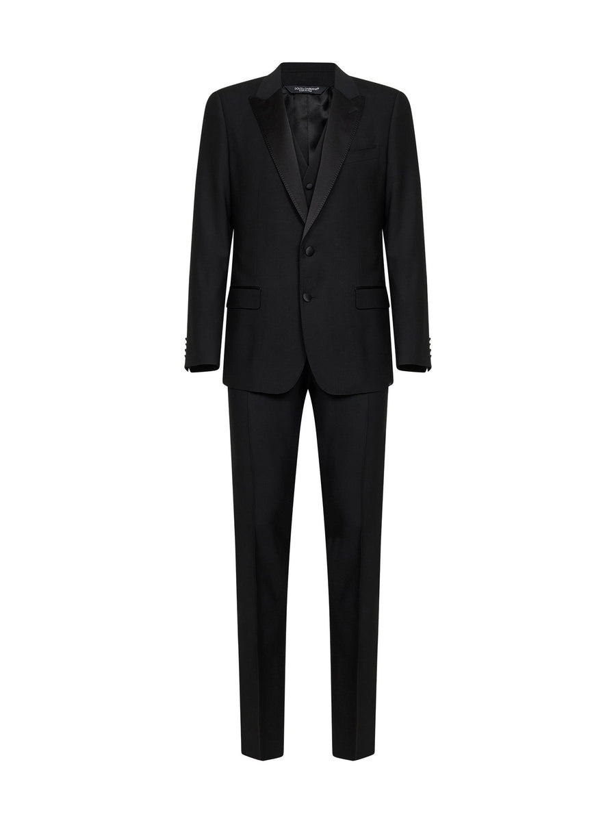 Tuxedo Suit Three-Piece Black Virgin Wool Suits