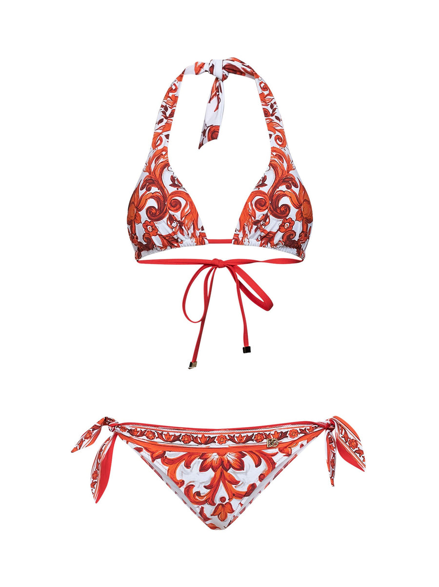 Bikini Maiolica-Print Orange Polyamide Swimwear
