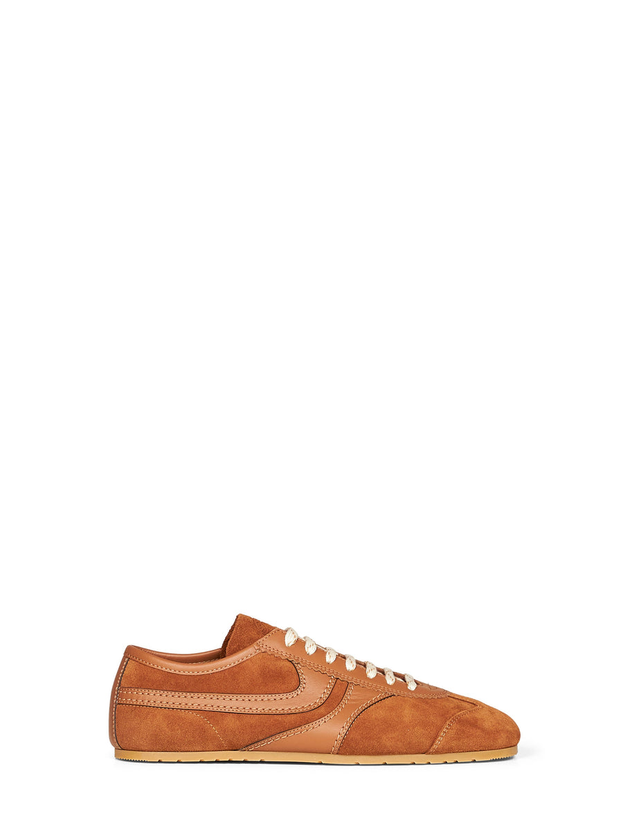 Sneakers Brown Suede With Leather Details Calf Trainers
