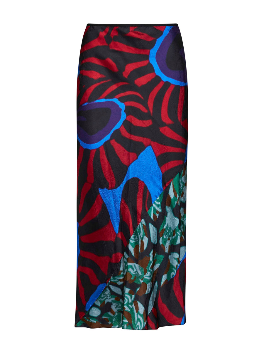 Midi Skirt Sati Marbled Clay Print Multicolour Canvas