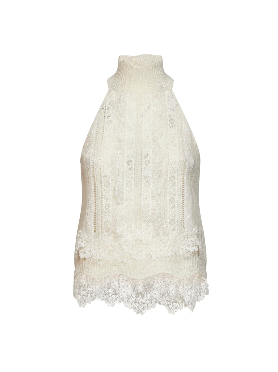 Top Pink Cashmere Valencienne Lace Tops