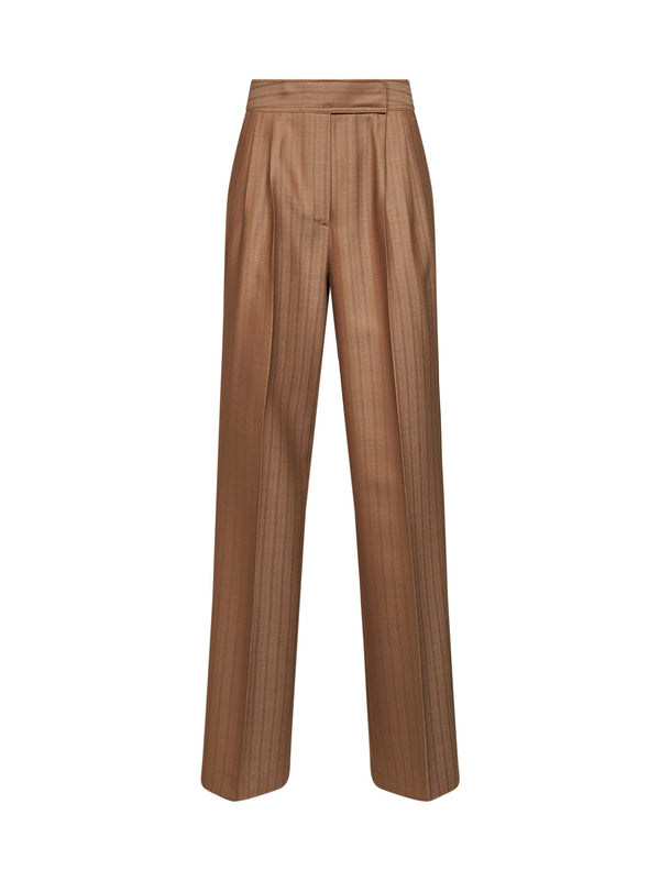 Trousers Camel Wool Jacquard Mud