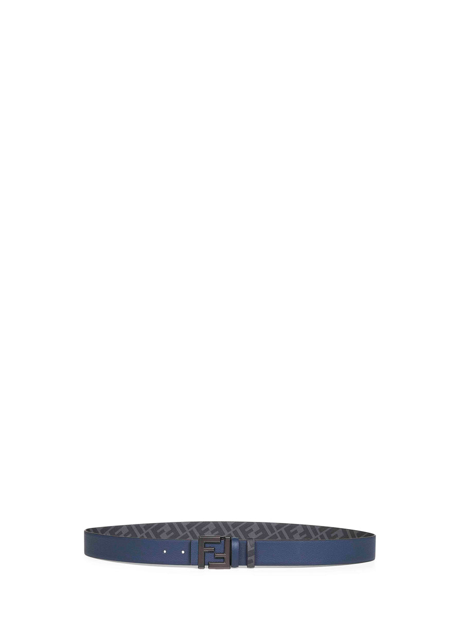 Belt Squared Ff Reversible Leather-Canvas Blue Calf Leather