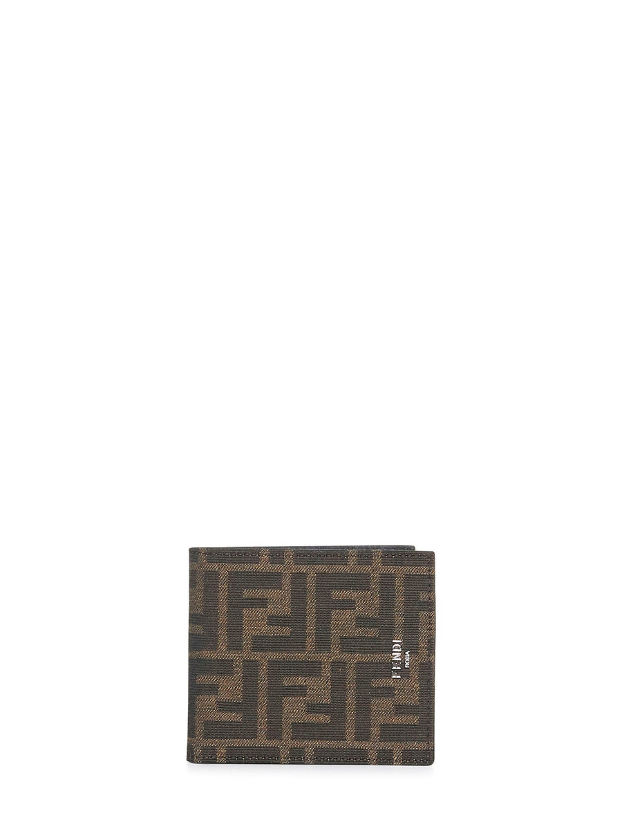Leather Wallet Ff Jacquard Brown Calf & Cardholders