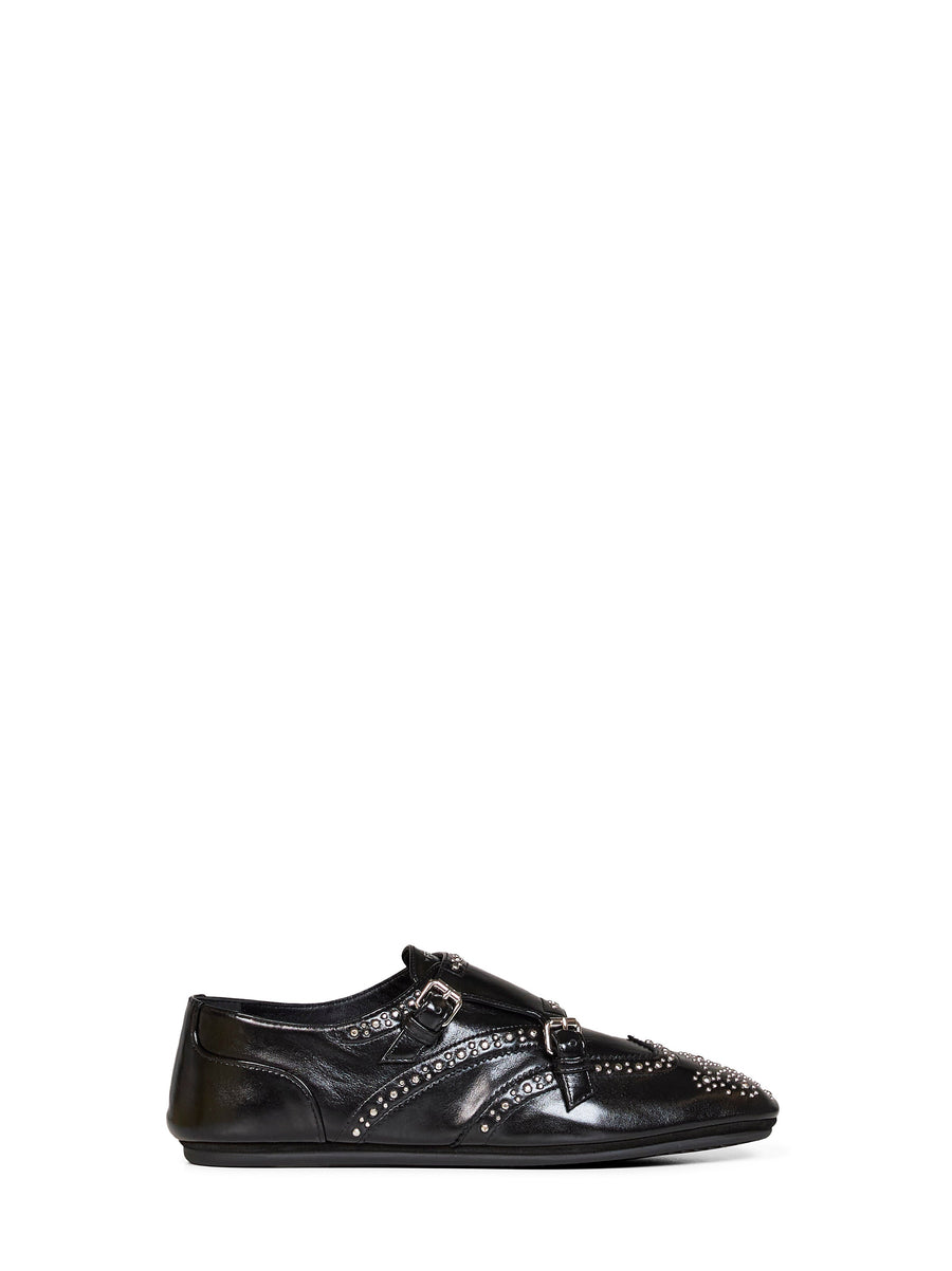 Loafers Double-Monk Black Calf Leather