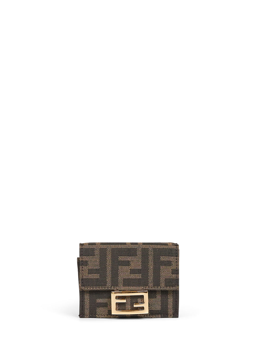 Wallet Baguette Micro Trifold Brown Polyester & Purses