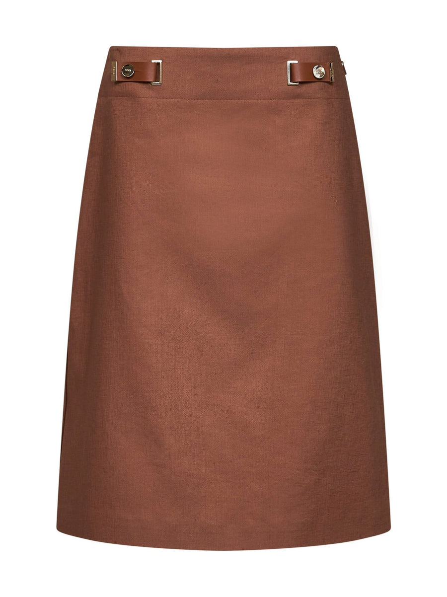 Midi Skirt Brown Linen-Cotton