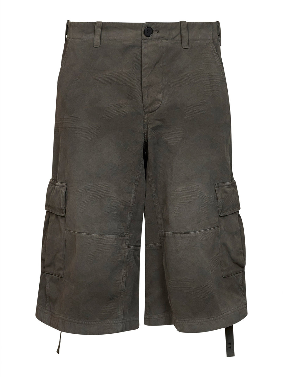 Bermuda Shorts Grey-Green Patchwork Cotton
