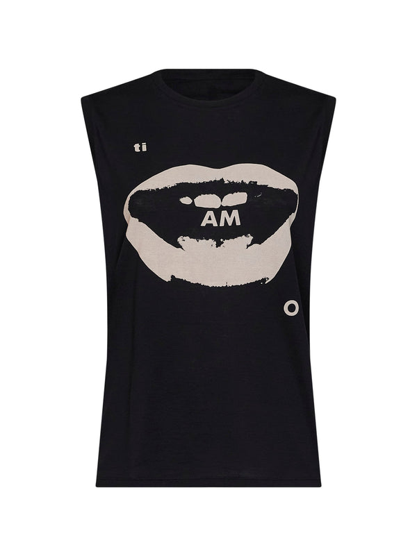Sleeveless Organic Jersey Top Black Cotton Knitwear