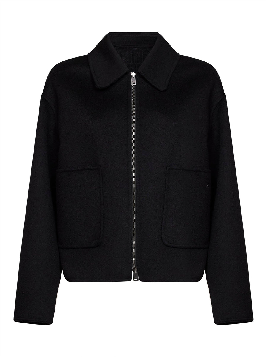 Wool Blouson Double-Sided Black Virgin Bomber Jackets
